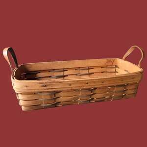 Vintage 1990 Longaberger Bread Basket with Leather Handles